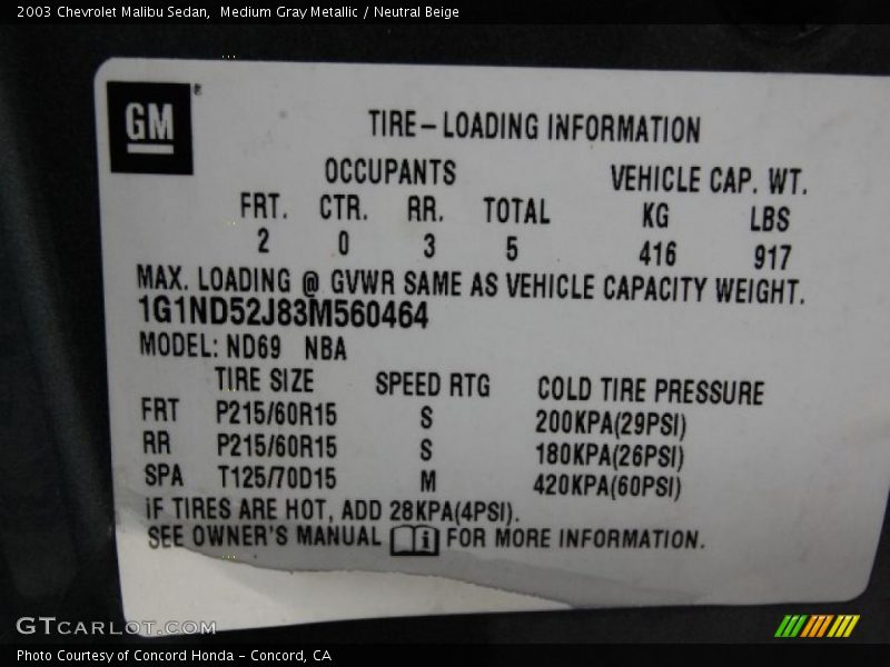 Medium Gray Metallic / Neutral Beige 2003 Chevrolet Malibu Sedan