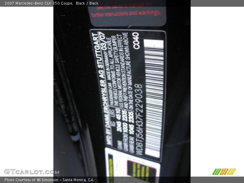 Black / Black 2007 Mercedes-Benz CLK 350 Coupe