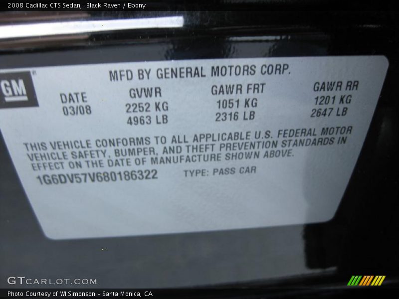 Black Raven / Ebony 2008 Cadillac CTS Sedan