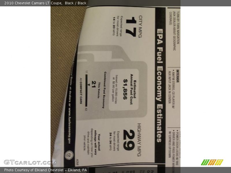 Black / Black 2010 Chevrolet Camaro LT Coupe