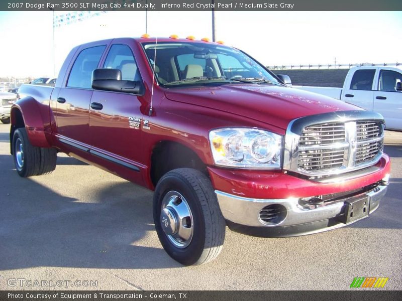 Inferno Red Crystal Pearl / Medium Slate Gray 2007 Dodge Ram 3500 SLT Mega Cab 4x4 Dually