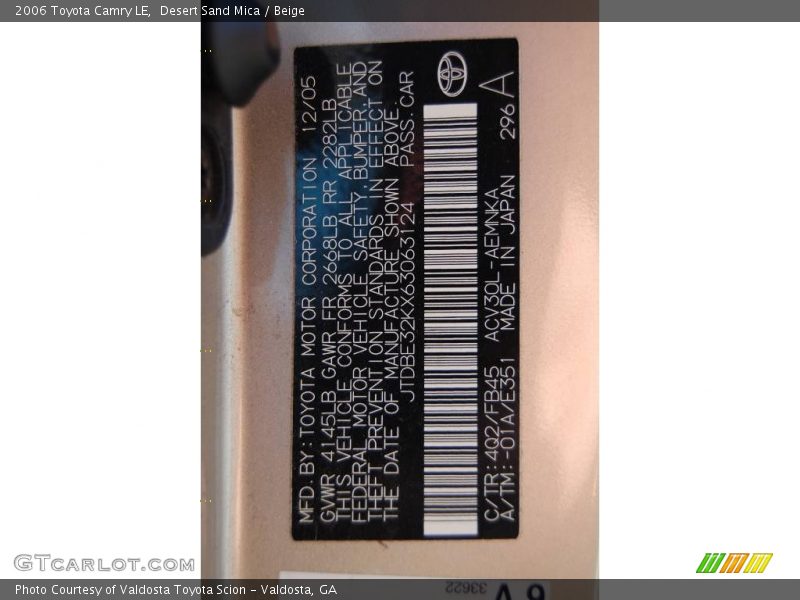 Desert Sand Mica / Beige 2006 Toyota Camry LE