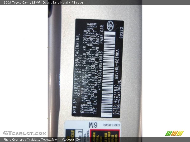 Desert Sand Metallic / Bisque 2009 Toyota Camry LE V6