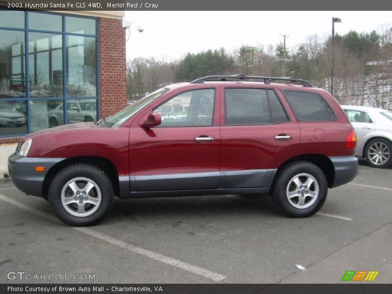 Merlot Red / Gray 2003 Hyundai Santa Fe GLS 4WD