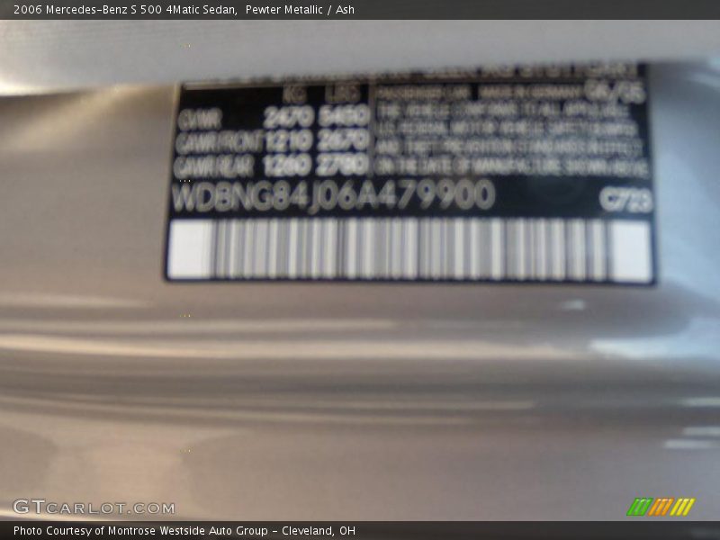 Pewter Metallic / Ash 2006 Mercedes-Benz S 500 4Matic Sedan