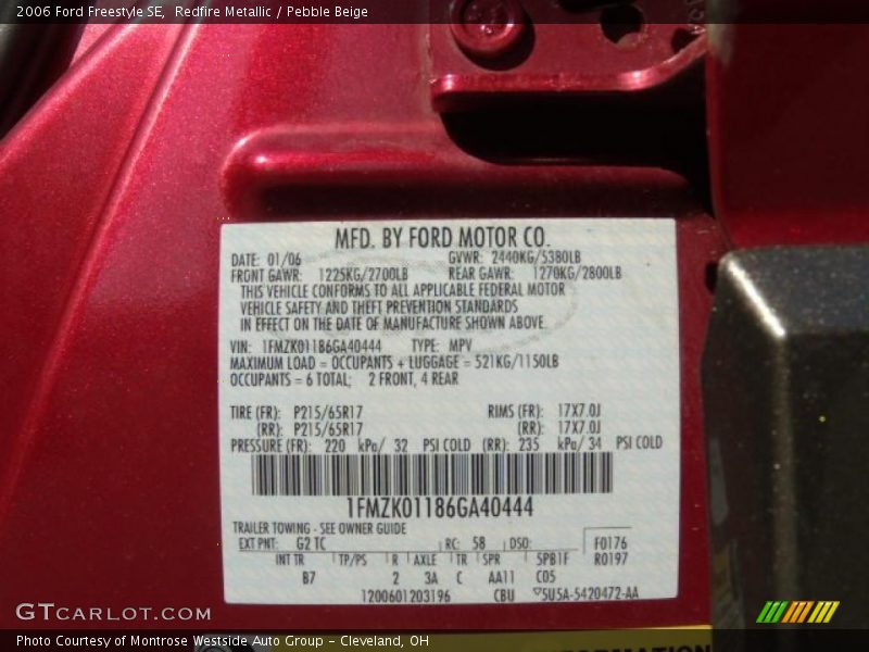 Redfire Metallic / Pebble Beige 2006 Ford Freestyle SE