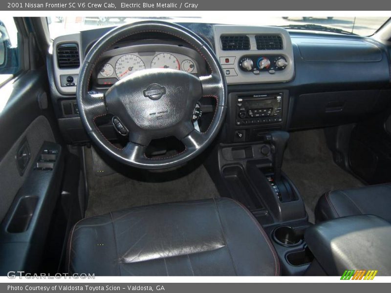 Electric Blue Metallic / Gray 2001 Nissan Frontier SC V6 Crew Cab
