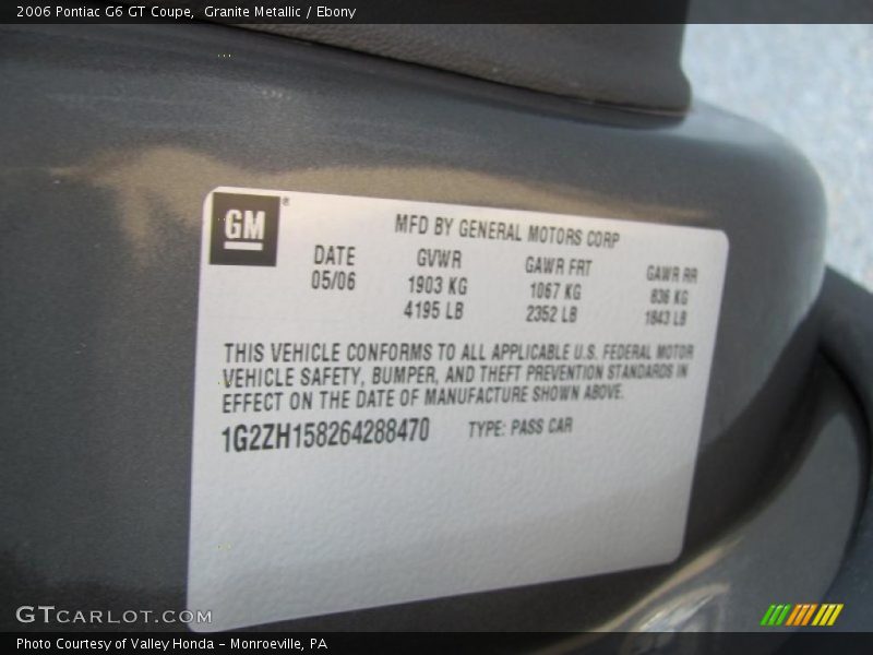 Granite Metallic / Ebony 2006 Pontiac G6 GT Coupe