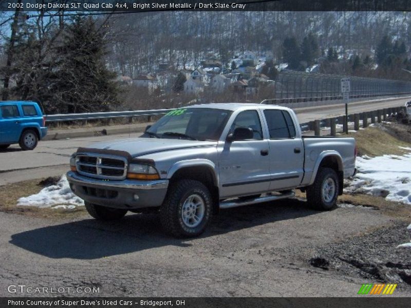 Bright Silver Metallic / Dark Slate Gray 2002 Dodge Dakota SLT Quad Cab 4x4