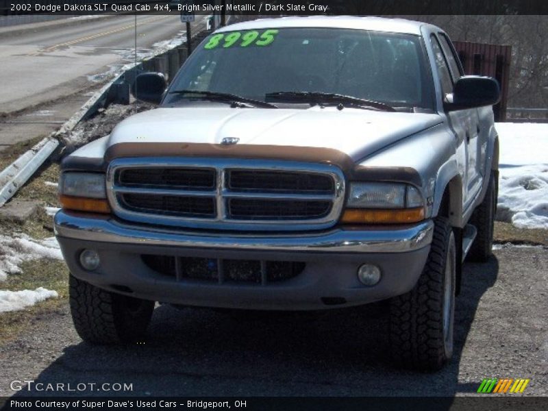 Bright Silver Metallic / Dark Slate Gray 2002 Dodge Dakota SLT Quad Cab 4x4