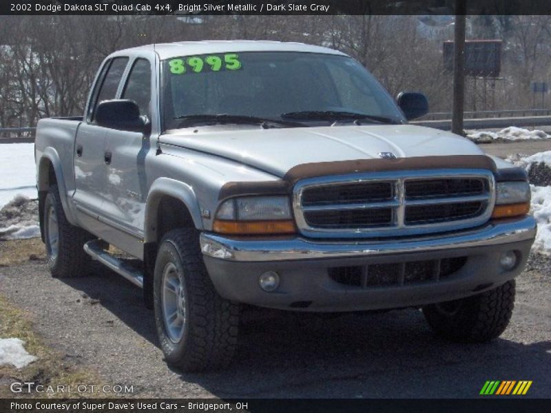 Bright Silver Metallic / Dark Slate Gray 2002 Dodge Dakota SLT Quad Cab 4x4