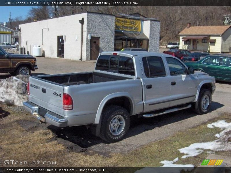 Bright Silver Metallic / Dark Slate Gray 2002 Dodge Dakota SLT Quad Cab 4x4