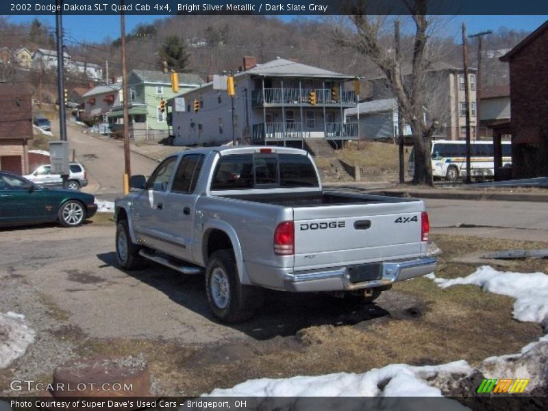 Bright Silver Metallic / Dark Slate Gray 2002 Dodge Dakota SLT Quad Cab 4x4