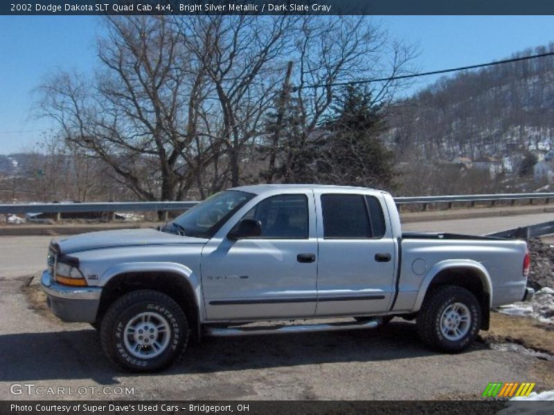 Bright Silver Metallic / Dark Slate Gray 2002 Dodge Dakota SLT Quad Cab 4x4