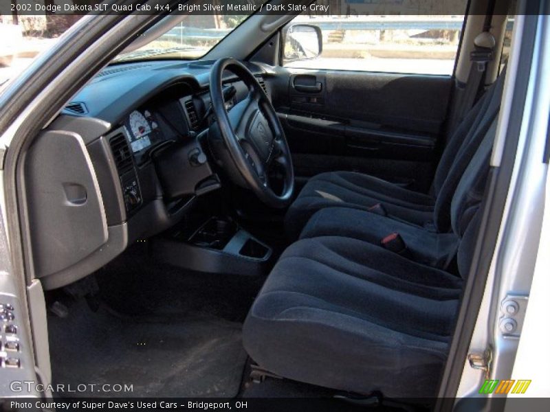 Bright Silver Metallic / Dark Slate Gray 2002 Dodge Dakota SLT Quad Cab 4x4