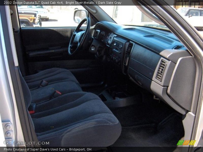 Bright Silver Metallic / Dark Slate Gray 2002 Dodge Dakota SLT Quad Cab 4x4