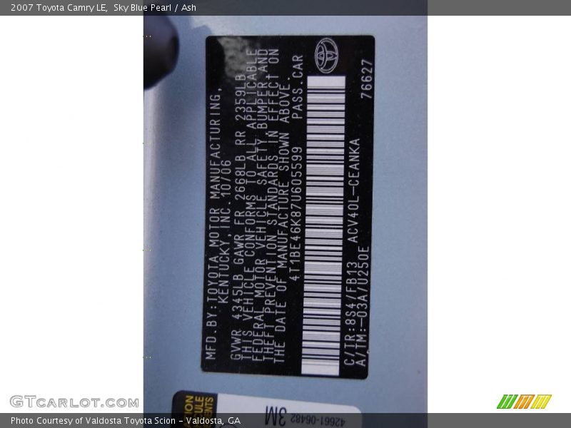 Sky Blue Pearl / Ash 2007 Toyota Camry LE