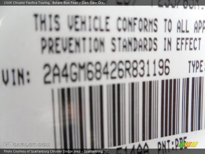 Butane Blue Pearl / Dark Slate Gray 2006 Chrysler Pacifica Touring