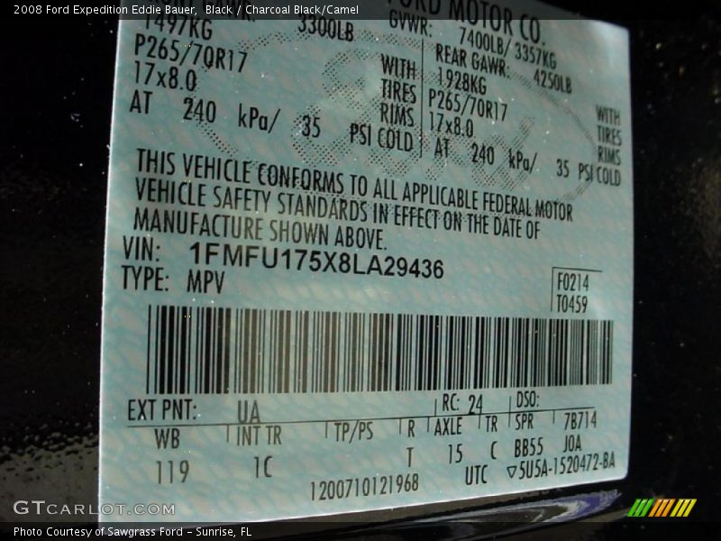 Black / Charcoal Black/Camel 2008 Ford Expedition Eddie Bauer