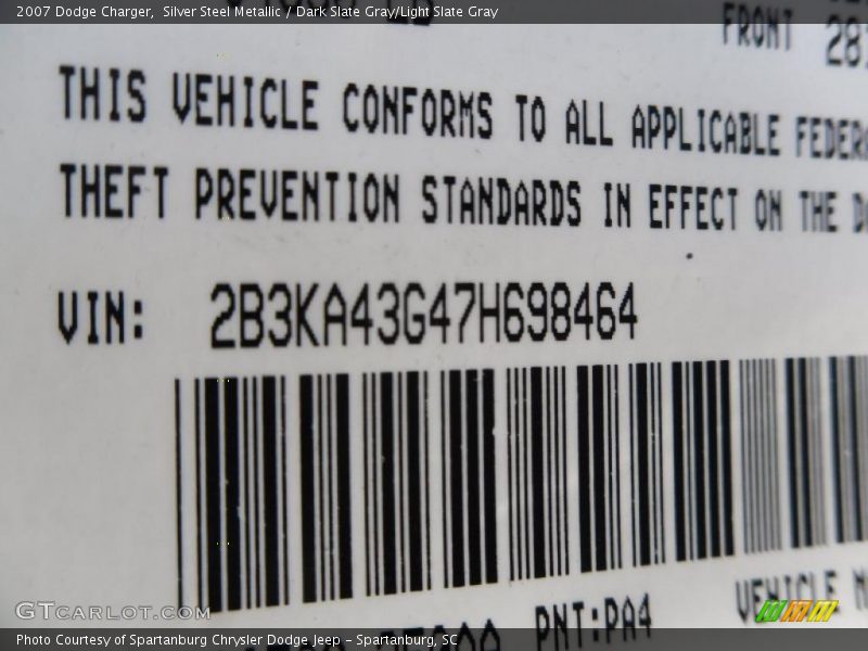 Silver Steel Metallic / Dark Slate Gray/Light Slate Gray 2007 Dodge Charger