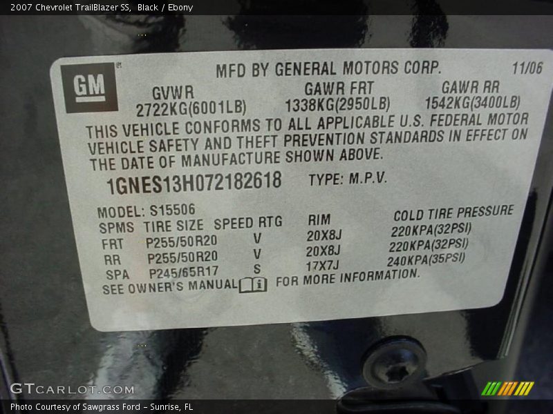 Black / Ebony 2007 Chevrolet TrailBlazer SS