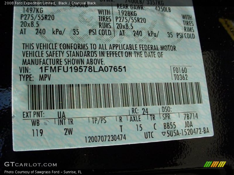 Black / Charcoal Black 2008 Ford Expedition Limited