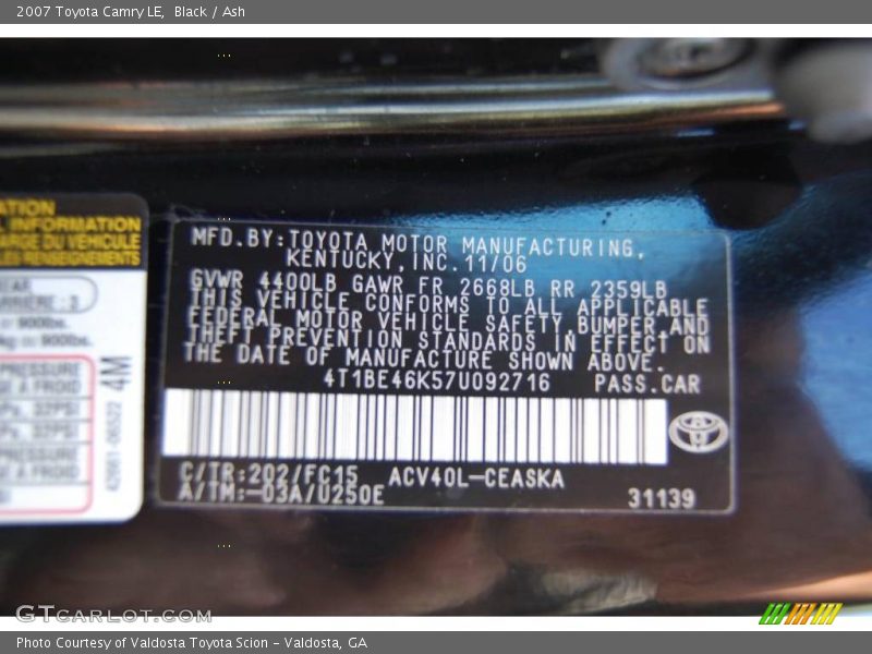 Black / Ash 2007 Toyota Camry LE