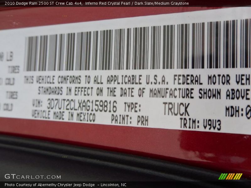 Inferno Red Crystal Pearl / Dark Slate/Medium Graystone 2010 Dodge Ram 2500 ST Crew Cab 4x4
