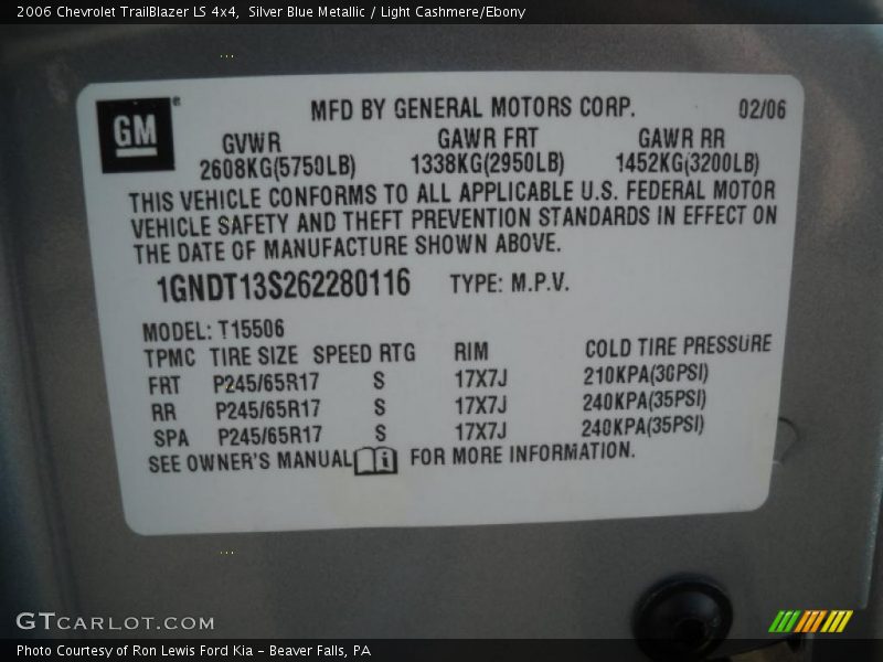 Silver Blue Metallic / Light Cashmere/Ebony 2006 Chevrolet TrailBlazer LS 4x4