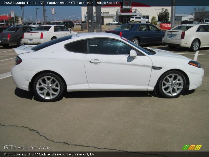 Captiva White / GT Black Leather/Black Sport Grip 2008 Hyundai Tiburon GT