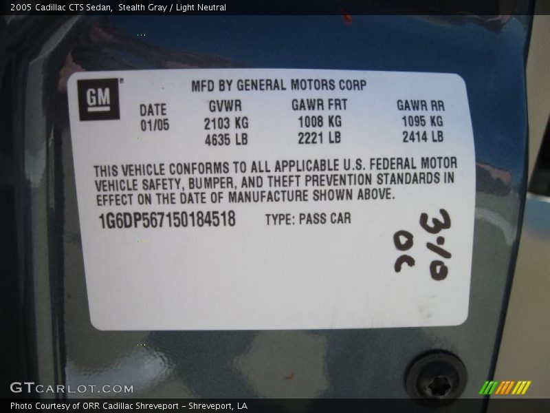 Stealth Gray / Light Neutral 2005 Cadillac CTS Sedan