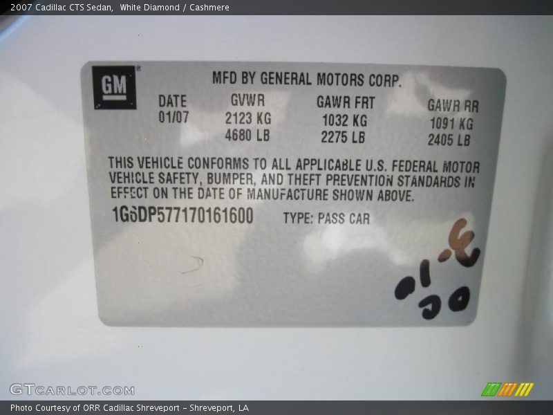 White Diamond / Cashmere 2007 Cadillac CTS Sedan