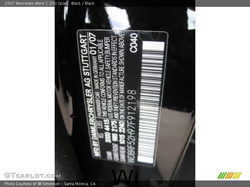 Black / Black 2007 Mercedes-Benz C 230 Sport