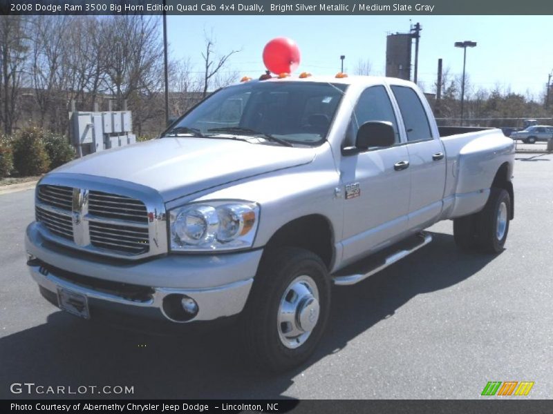 Bright Silver Metallic / Medium Slate Gray 2008 Dodge Ram 3500 Big Horn Edition Quad Cab 4x4 Dually