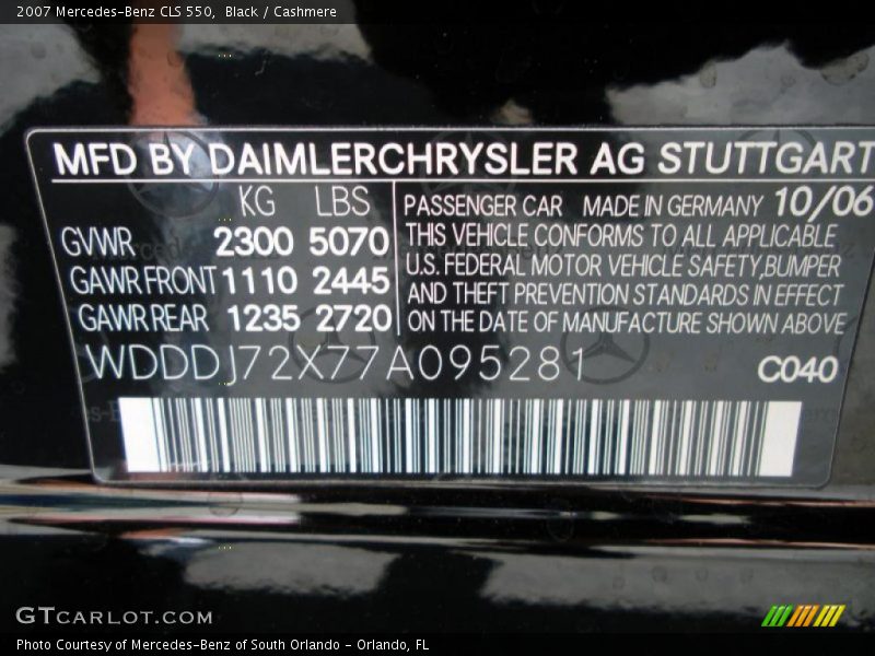 Black / Cashmere 2007 Mercedes-Benz CLS 550