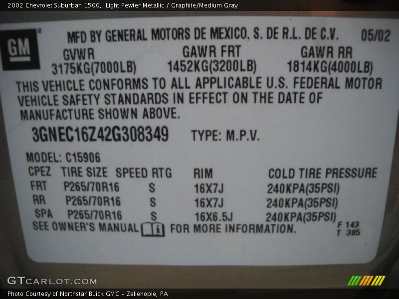 Light Pewter Metallic / Graphite/Medium Gray 2002 Chevrolet Suburban 1500