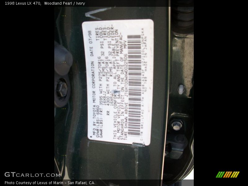 Woodland Pearl / Ivory 1998 Lexus LX 470
