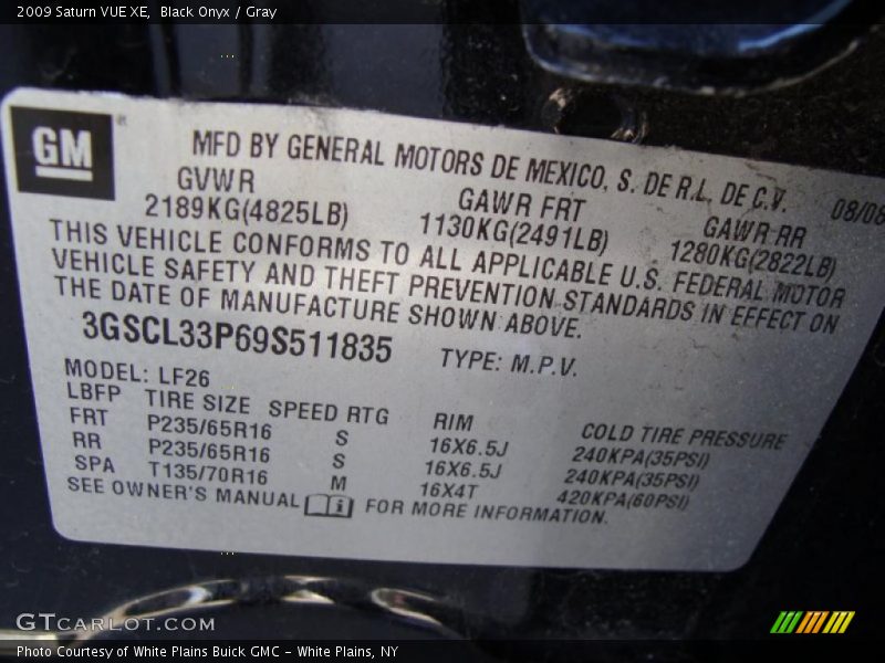 Black Onyx / Gray 2009 Saturn VUE XE