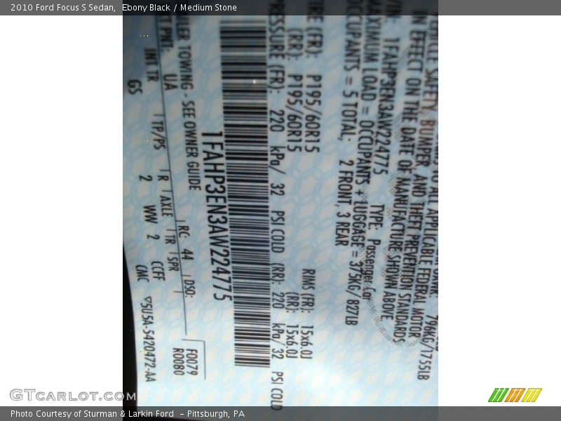 Ebony Black / Medium Stone 2010 Ford Focus S Sedan