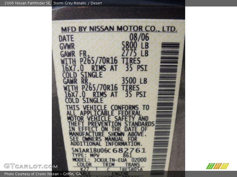 Storm Grey Metallic / Desert 2006 Nissan Pathfinder SE