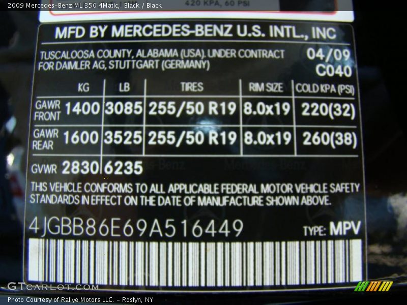 Black / Black 2009 Mercedes-Benz ML 350 4Matic
