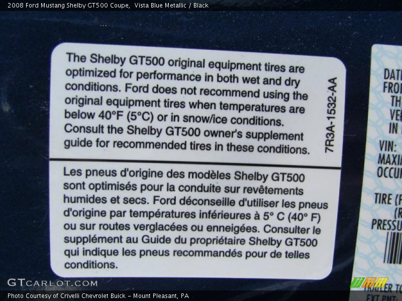 Vista Blue Metallic / Black 2008 Ford Mustang Shelby GT500 Coupe