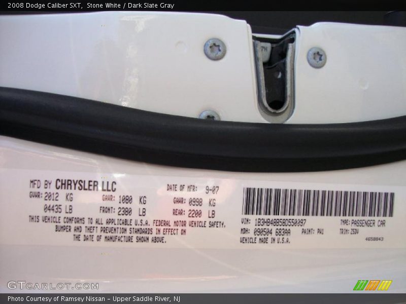 Stone White / Dark Slate Gray 2008 Dodge Caliber SXT