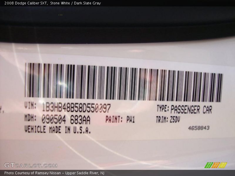 Stone White / Dark Slate Gray 2008 Dodge Caliber SXT