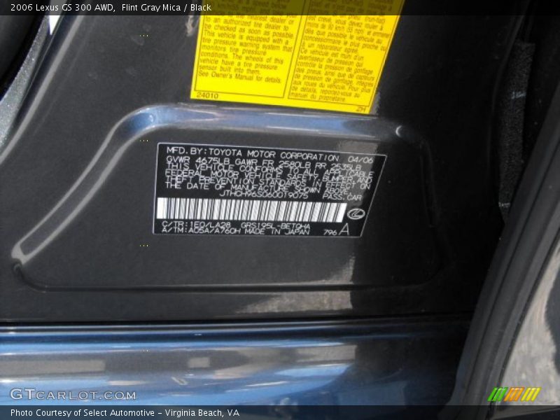 2006 GS 300 AWD Flint Gray Mica Color Code 1E0