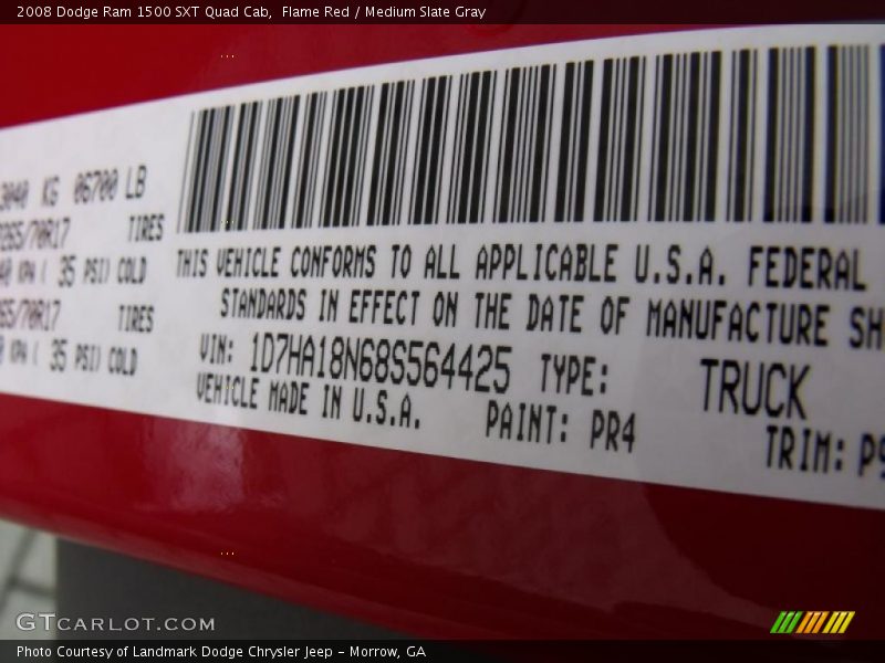 Flame Red / Medium Slate Gray 2008 Dodge Ram 1500 SXT Quad Cab