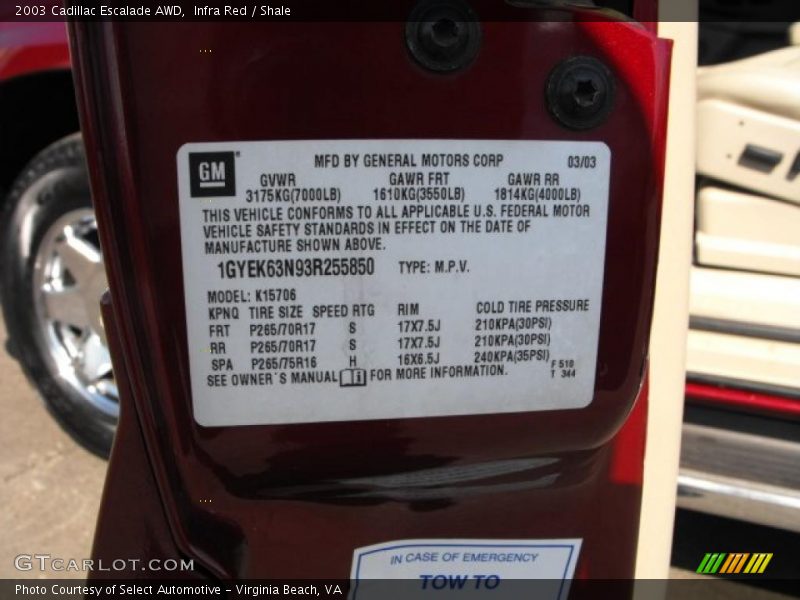 Infra Red / Shale 2003 Cadillac Escalade AWD