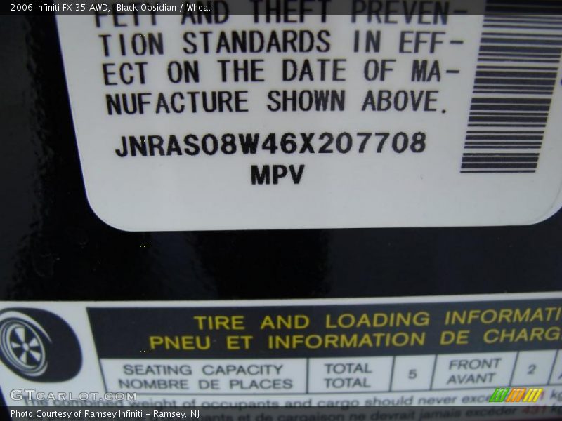 Black Obsidian / Wheat 2006 Infiniti FX 35 AWD