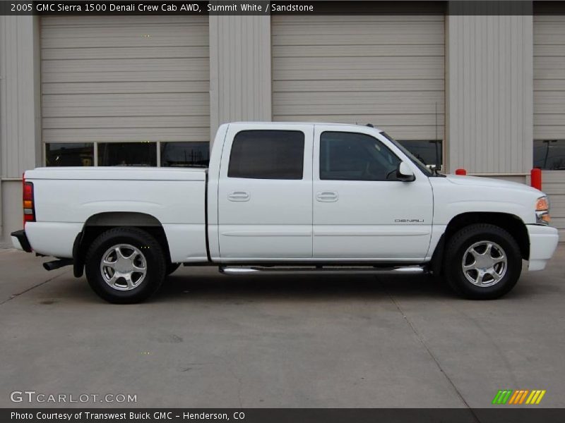 Summit White / Sandstone 2005 GMC Sierra 1500 Denali Crew Cab AWD