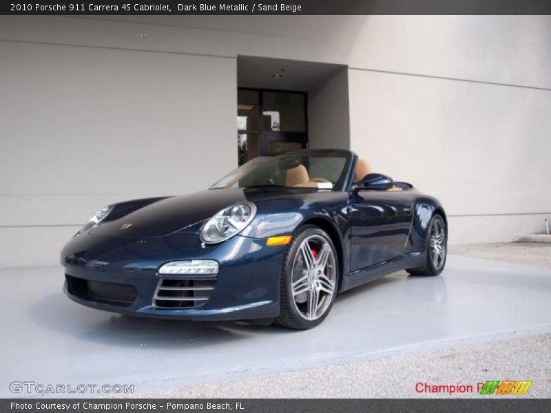 Dark Blue Metallic / Sand Beige 2010 Porsche 911 Carrera 4S Cabriolet